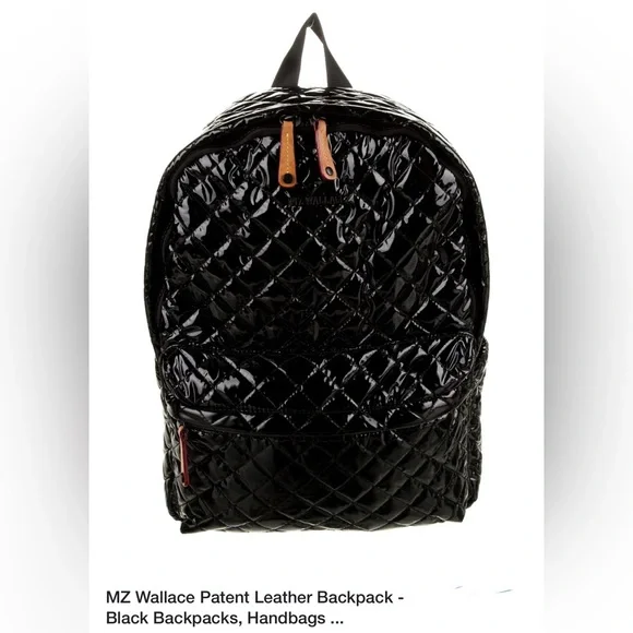 MZ Wallace Black Patent Leather Lacquer Backpack - Picture 3 of 15